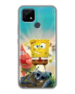 Чехол для Realme C21 с картинкой «Спанч Боб победитель»