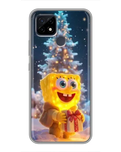Чехол для Realme C21 с картинкой «Рождественский Спанч Боб»