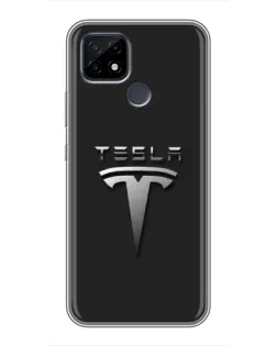 Чохол для Realme C21 з картинкою «Сталевий логотип Tesla»