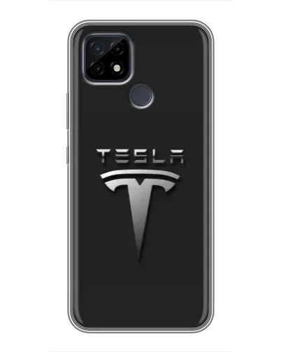 Чохол для Realme C21 з картинкою «Сталевий логотип Tesla»