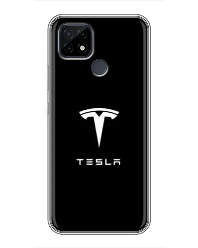 Чохол для Realme C21 з картинкою «Tesla White Logo»