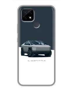 Чохол для Realme C21 з картинкою «Сріблястий Cybertruck Tesla»