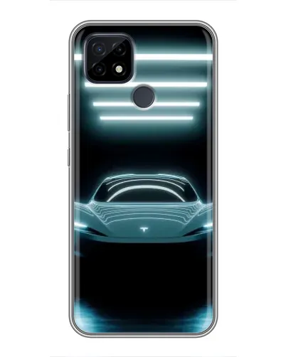 Чохол для Realme C21 з картинкою «Tesla в неоні»