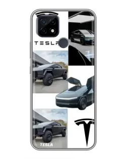 Чохол для Realme C21 з картинкою «Колаж Cybertruck Tesla»