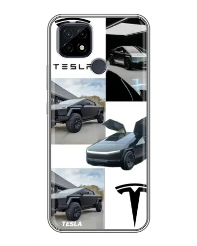 Чохол для Realme C21 з картинкою «Колаж Cybertruck Tesla»