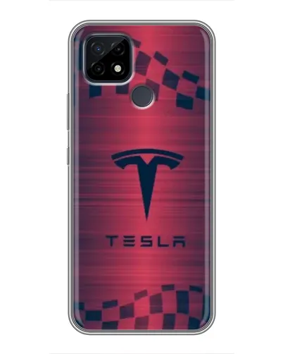 Чохол для Realme C21 з картинкою «Тесла червоний карбон»