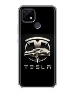 Чохол для Realme C21 з картинкою «Tesla — срібне авто»