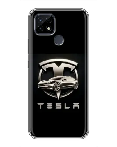 Чохол для Realme C21 з картинкою «Tesla — срібне авто»