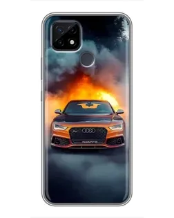 Чохол для Realme C21 з картинкою «Audi у вогняному диму»