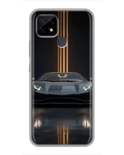 Чехол для Realme C21 с картинкой «Lamborghini золотые линии»