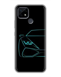 Чехол для Realme C21 с картинкой «Голубой силуэт Lamborghini»