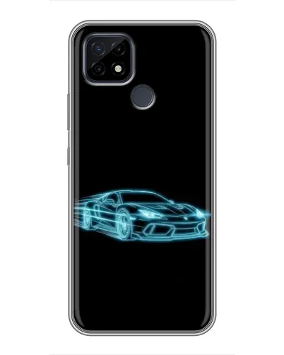 Чехол для Realme C21 с картинкой «Неоновый контур Lamborghini»