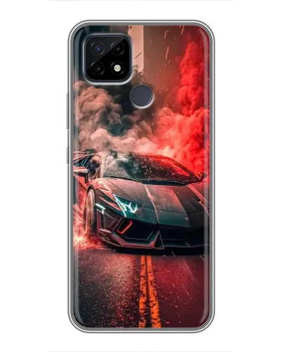 Чехол для Realme C21 с картинкой «Lamborghini красный дым»