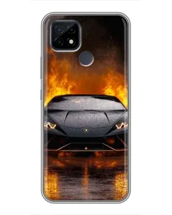 Чехол для Realme C21 с картинкой «Lamborghini в огне»