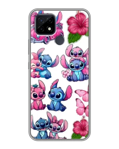 Чехол для Realme C21 с картинкой «Стикеры Stitch и Angel»