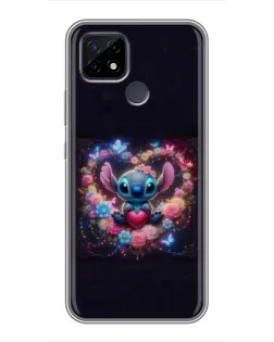 Чехол для Realme C21 с картинкой «Stitch в цветах» Чехол для Realme C21 с картинкой «Stitch в цветах»