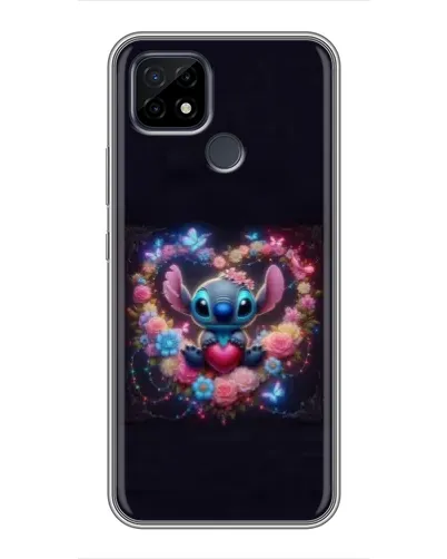 Чехол для Realme C21 с картинкой «Stitch в цветах»