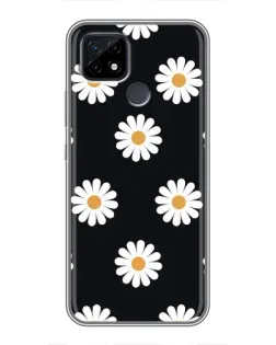 Чехол для Realme C21 с картинкой «Ромашки на черном» Чехол для Realme C21 с картинкой «Ромашки на черном»