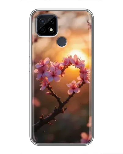 Чехол для Realme C21 с картинкой «Розовый цвет сердце на фоне заката» Чехол для Realme C21 с картинкой «Розовый цвет сердце на фоне заката»