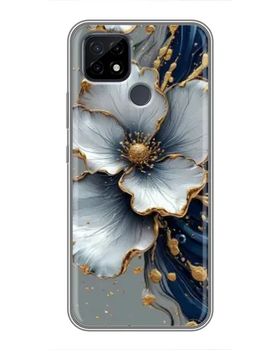 Чехол для Realme C21 с картинкой «Белый цветок и золотой флюид» Чехол для Realme C21 с картинкой «Белый цветок и золотой флюид»