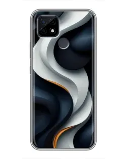 Чехол для Realme C21 с картинкой «Объемные черно-белые ленты»