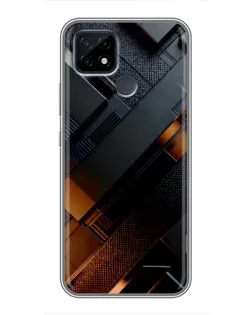 Чехол для Realme C21 с картинкой «Черные геометрические блоки»