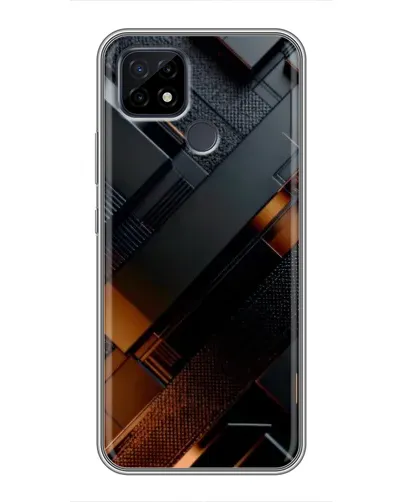 Чехол для Realme C21 с картинкой «Черные геометрические блоки»