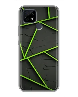 Чехол для Realme C21 с картинкой «Зеленые геометрические линии»