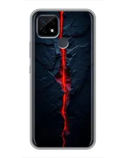 Чехол для Realme C21 с картинкой «Kрасная лавовая трещина»