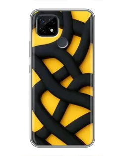 Чехол для Realme C21 с картинкой «Черное желтое переплетение»