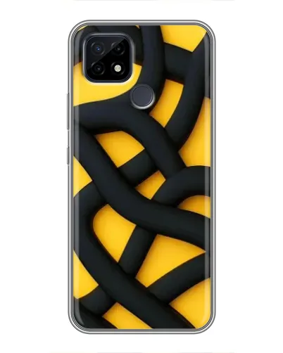 Чехол для Realme C21 с картинкой «Черное желтое переплетение»