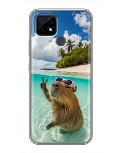 Чохол для Realme C21 з картинкою «Капібара на морі»