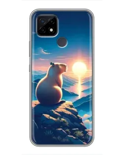 Чохол для Realme C21 з картинкою «Захід сонця з капібарою»