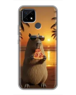 Чохол для Realme C21 з картинкою «Капібара з піцою»