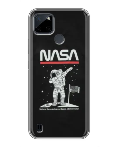 Чехол для Realme C21Y с картинкой «NASA — шагаем по Луне»