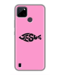 Чехол для Realme C21Y с картинкой «Розовый символ  Jesus»