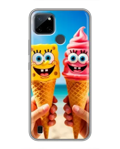 Чехол для Realme C21Y с картинкой «Спанч Боб мороженое»
