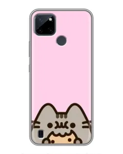 Чехол для Realme C21Y с картинкой «Pusheen и печенье»