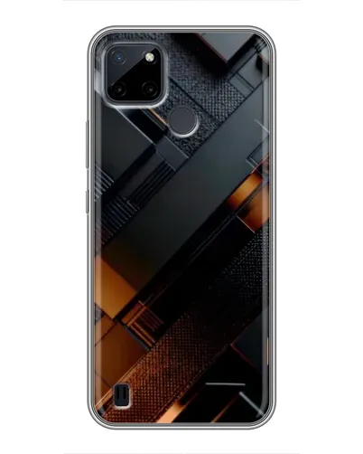 Чехол для Realme C21Y с картинкой «Черные геометрические блоки»