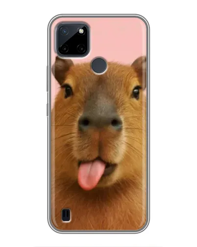 Чехол для Realme C21Y с картинкой «Капибара с языком»