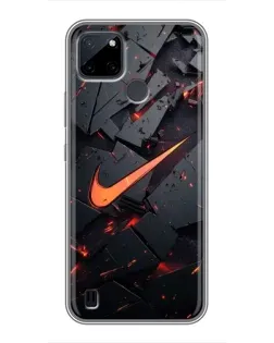 Чехол для Realme C25Y с картинкой «Nike — эффект разломов»