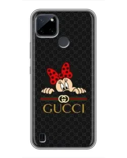 Чехол для Realme C25Y с картинкой «Минни Маус Gucci — черный»