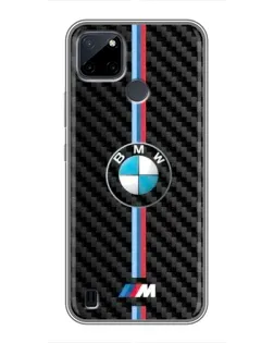 Чехол для Realme C25Y с картинкой «Эмблема BMW и карбон»
