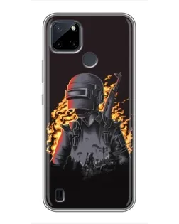 Чехол для Realme C25Y с картинкой «PUBG — огненный силуэт»