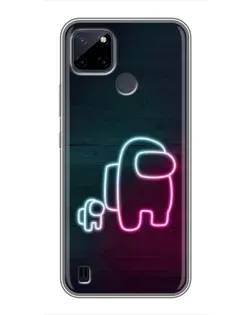 Чехол для Realme C25Y с картинкой «Among Us неон-арт»