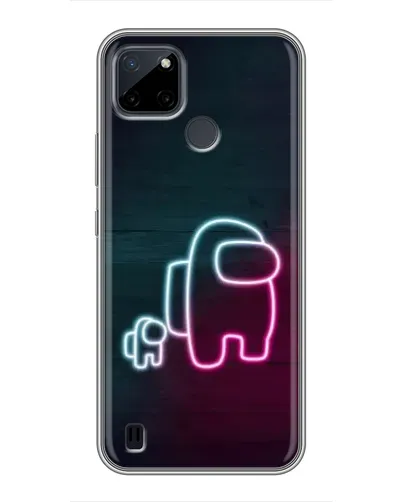 Чехол для Realme C25Y с картинкой «Among Us неон-арт»