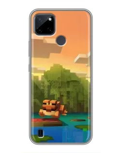 Чохол для Realme C25Y з картинкою «Майнкрафт захід сонця»