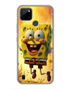 Чехол для Realme C25Y с картинкой «Губка Боб прыгает»