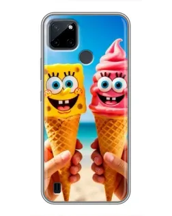 Чехол для Realme C25Y с картинкой «Спанч Боб мороженое»