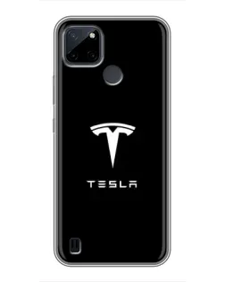 Чехол для Realme C25Y с картинкой «Tesla White Logo»